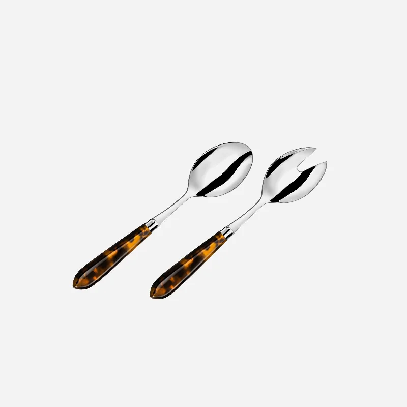 Stylish silicone plates for camping-Omega Tortoiseshell 2-Piece Serving Set