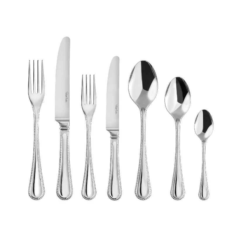 Large glass platters for entertaining-Armscote Bead Bright Cutlery Set, 56 Piece for 8 People