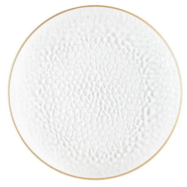 Affordable plastic plates for parties-Clear and Gold Rim Hammered 13″ Round Plastic Charger Plate - 4 Pack