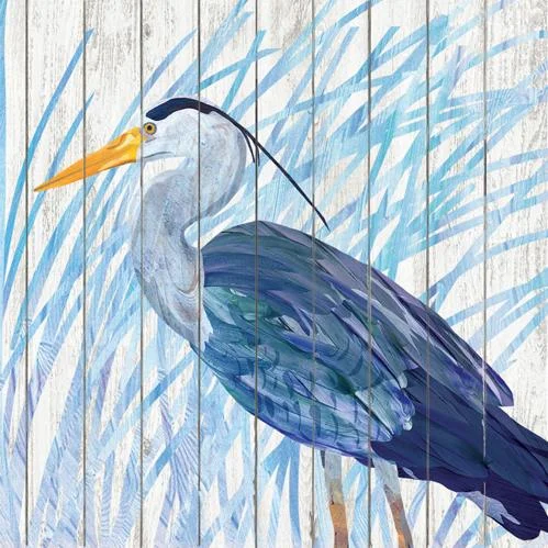 Minimalist ceramic bowls for home-Waterside Heron Beverage Napkins by TWO CAN ART (PATTI GAY)