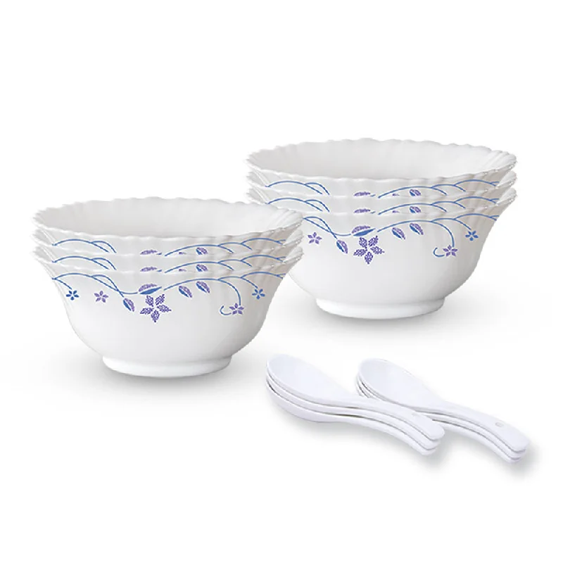 Classic white ceramic plates-Larah by Borosil Flora Soup Bowl Set