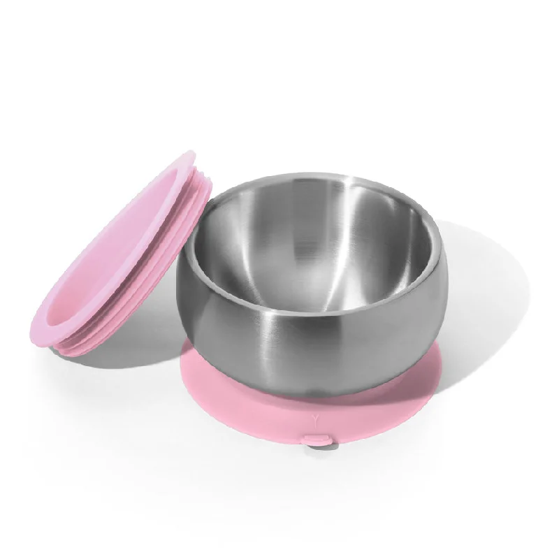 Boho-inspired glass bowls-Avanchy Stainless Steel Suction Baby Bowl Lid Pink