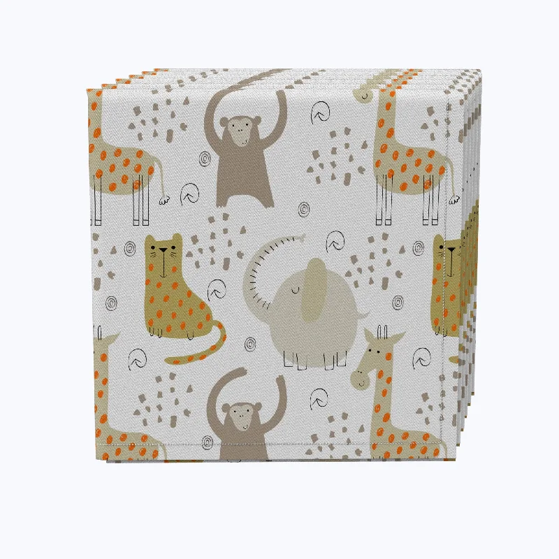 Stylish silicone plates for camping-Jungle Animals Drawing Napkins