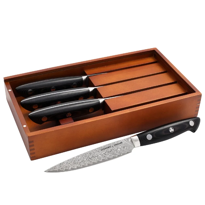 Compact stainless steel trays-KRAMER by ZWILLING EUROLINE Damascus Collection 4-pc Steak Set