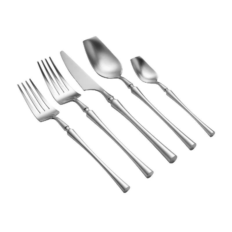 High-quality porcelain trays-Millie Brushed Stainless Steel Flatware - Set of 20 Pieces