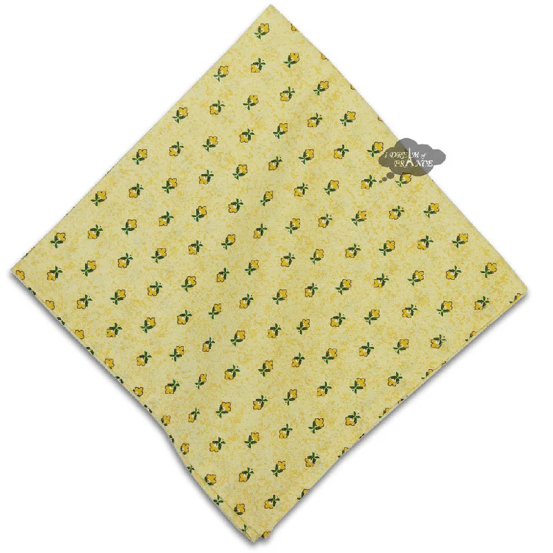 Designer mini plates for appetizers-Sunflower Yellow Provence Cotton Napkin by Le Cluny