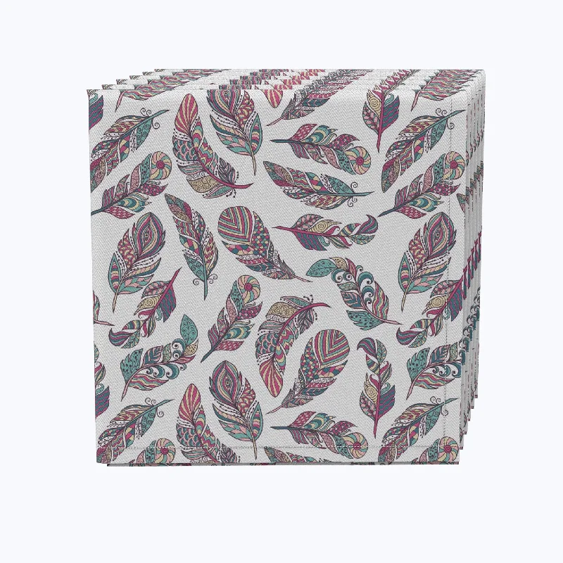 Affordable plastic plates for parties-Patterned Feathers Napkins