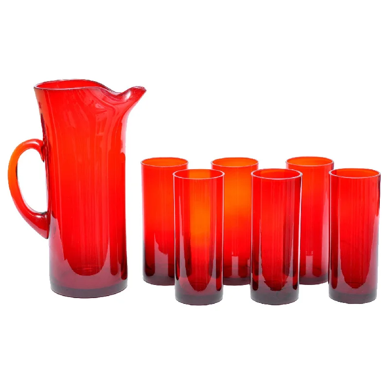 Retro-style ceramic plates for home-Red Handblown Pitcher Set