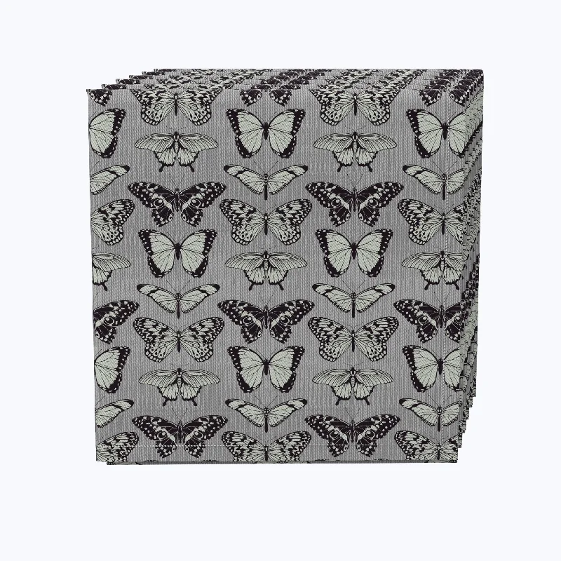 Trendy matte black dinner sets-Butterflies Tile Design Napkins