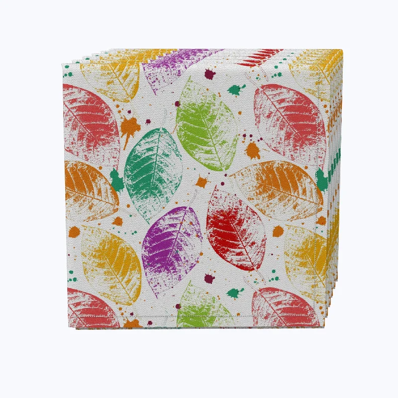 Designer porcelain trays with handles-Bold Autumn Leaves & Paint Splatter Napkins