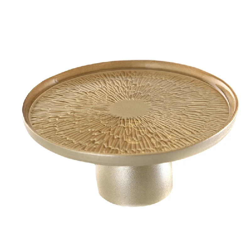 Trendy pastel dinner plates-Footed Plate Duomo Gold 21cm