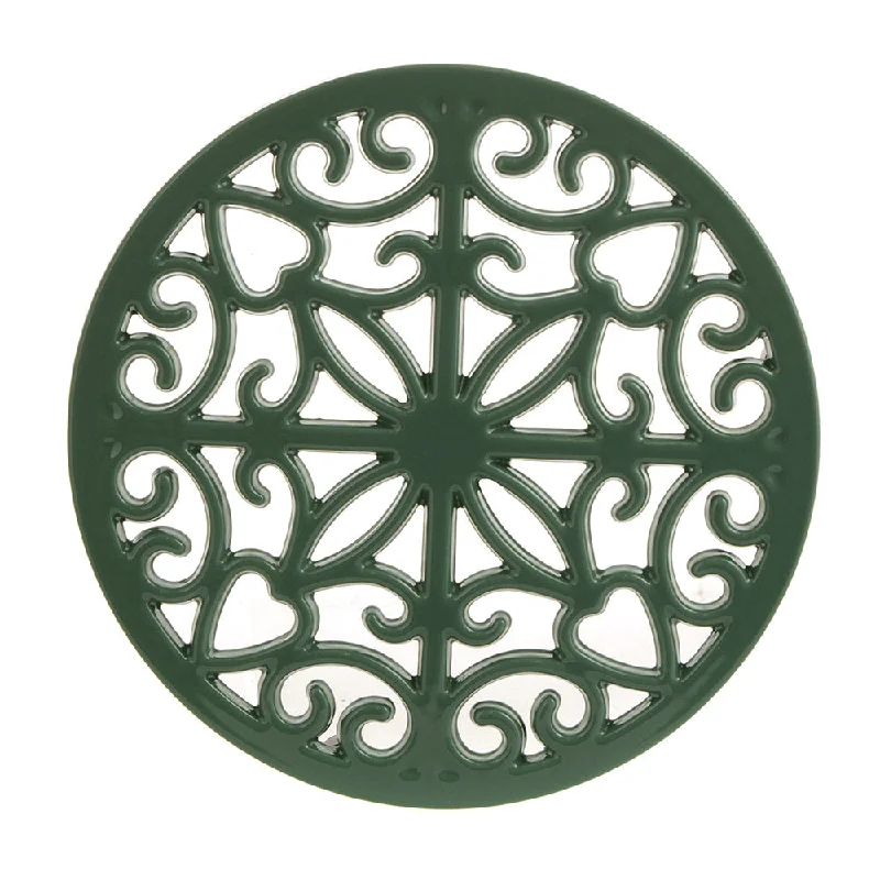 Trendy pastel dinner plates-TRIVET Kitchen Round Cast Iron Green 20cm