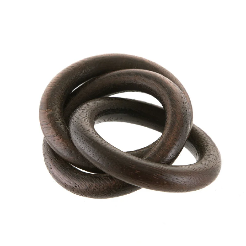 Small stainless steel plates-Interlinked Wooden Napkin Ring Dark