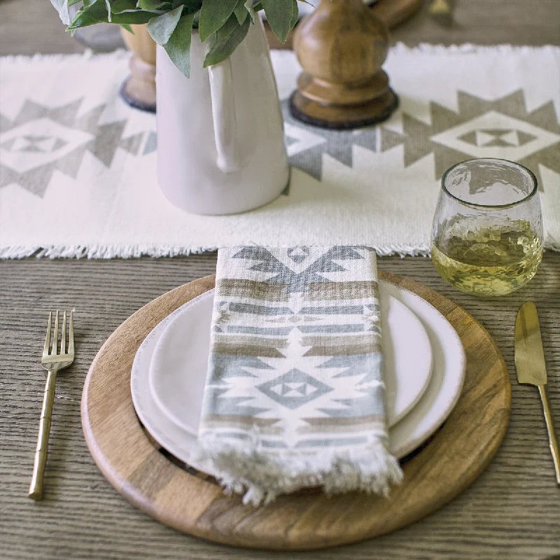 Lightweight aluminum trays for parties-Eva & Co Neutral Aztec Printed Napkins - Set Of 4  Park Designs