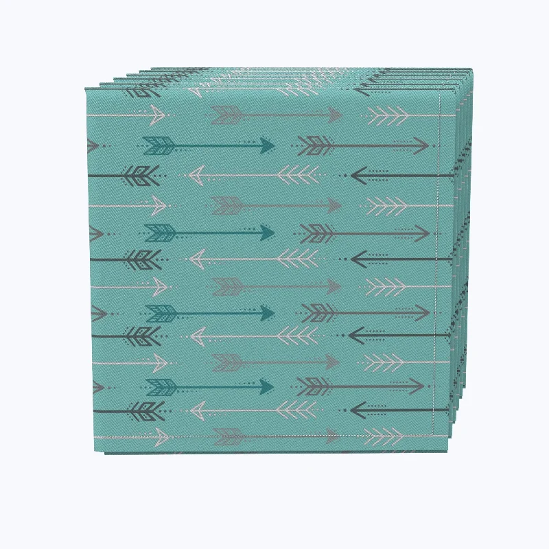 Portable serving trays for picnics-Arrows on Teal Background Napkins