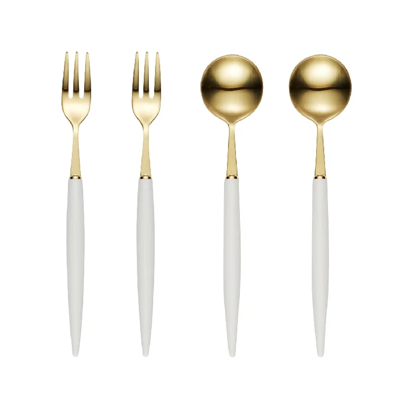 Mini appetizer plates for entertaining-[Bogen] Eiffel Gold 2 Tea Fork & 2 Tea Spoon