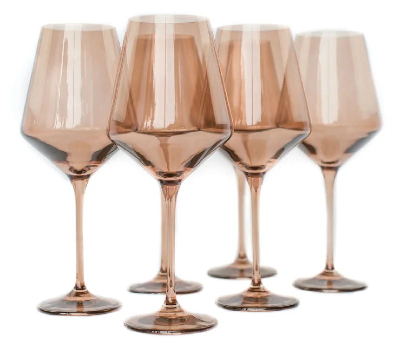 Designer ceramic tumblers for coffee-Estelle Colored Wine Glasses- Amber Smoke