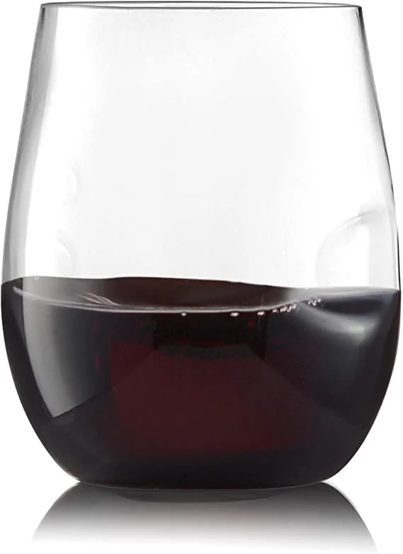 Large glass cups for iced drinks-32 Pack Finger Indentations Stemless Plastic Wine Glasses Disposable 12 Oz, Smooth Rim Shatterproof Recyclable BPA-Free, Stylish Drinkware for All Beverages, Cocktail Parties, Wedding Reception