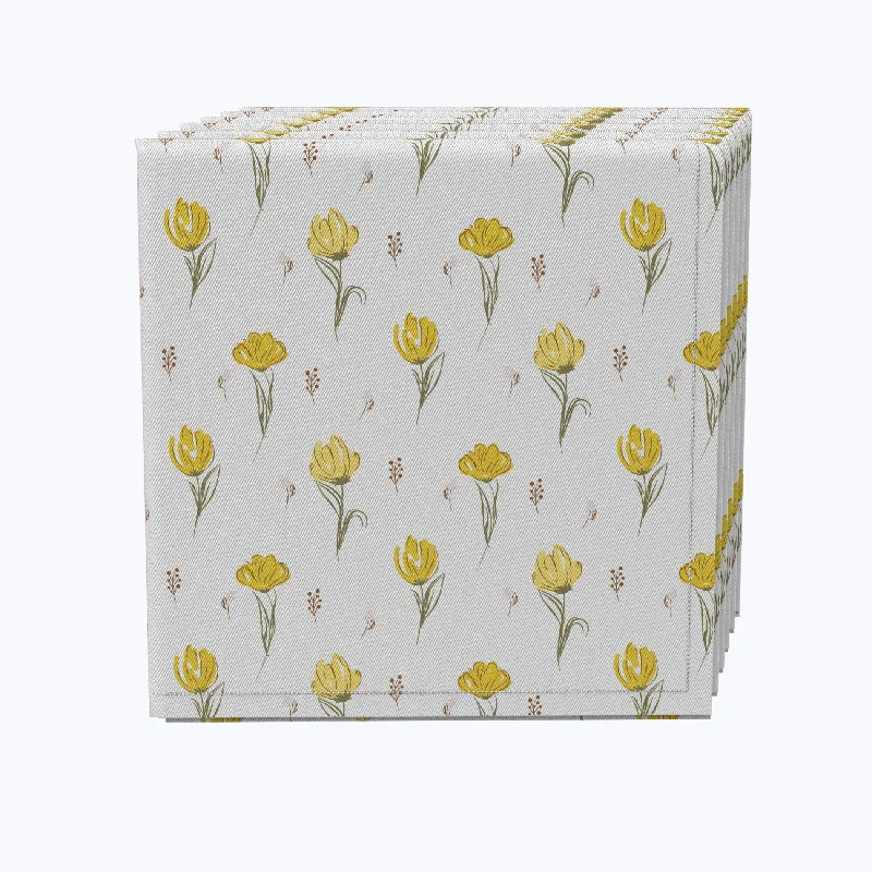 Luxury glass dinnerware for parties-Hand Drawn Yellow Tulips Napkins