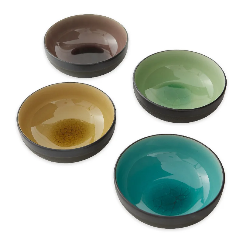 Designer glass bowls with designs-Japanese Crackle Porcelain Rice Bowls