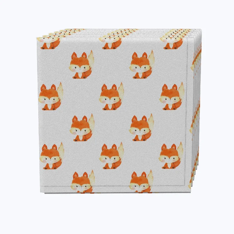 Trendy matte black dinner sets-Hand Drawn Foxes Napkins