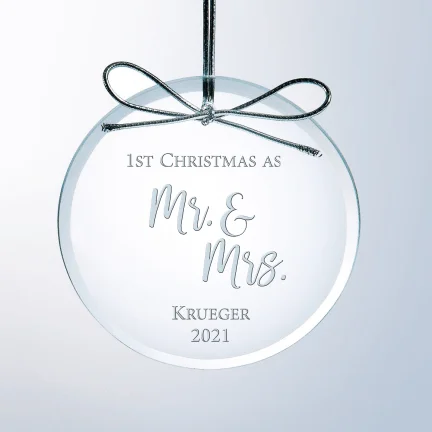 Compact silicone cups for travel-Personalized Starfire Clear Glass Ornament {1st Christmas as Mr & Mrs}