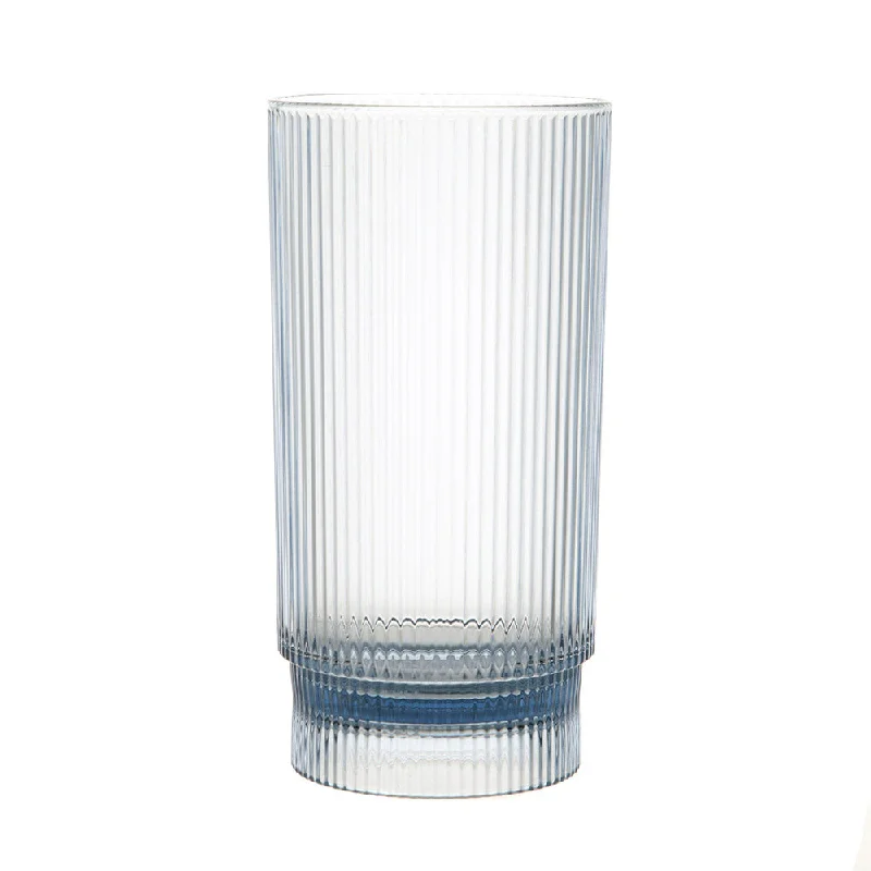 Compact glass bowls for snacks-HI BALL MS Ribbed Blue 410ml