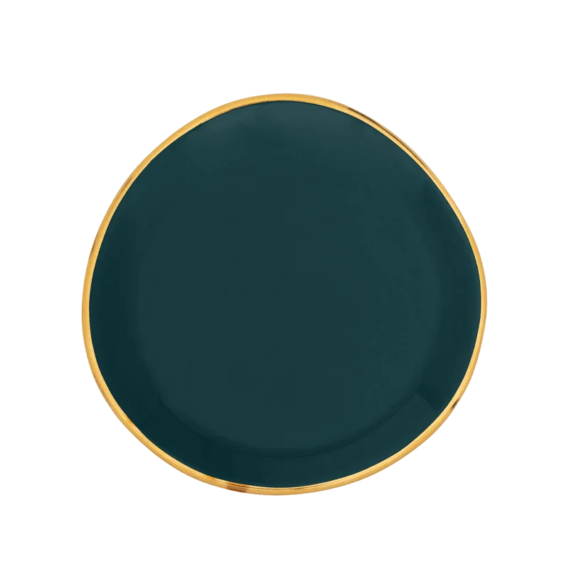 Designer porcelain trays with handles-Good Morning plate Ø9 cm - Blue Green