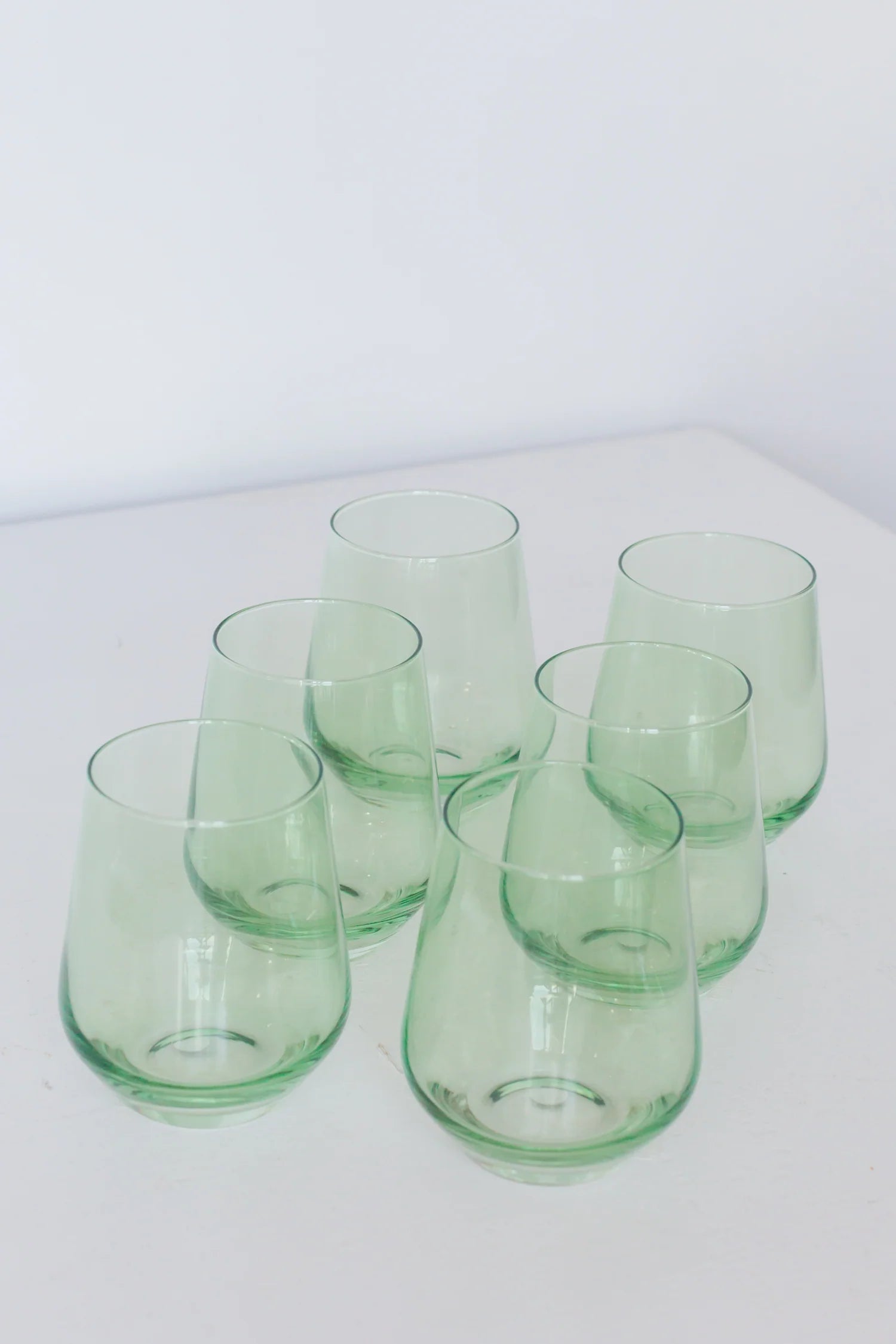 Trendy pastel tumblers for women-Estelle Stemless Wine Glasses - Mint Green