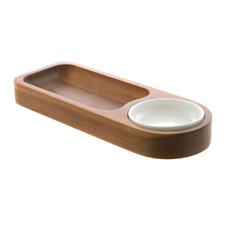 Boho-style ceramic bowls-TRAY & DIP BOWL SET Yara 2 Piece 29x11x3cm