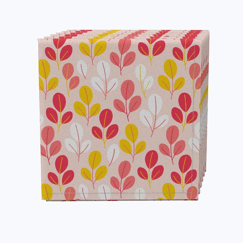 Lightweight trays for outdoor dining-Doodle Pink Leaves Napkins