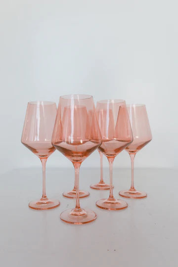 Structured ceramic mugs for gifting-Estelle Colored Wine Glasses- Blush Pink