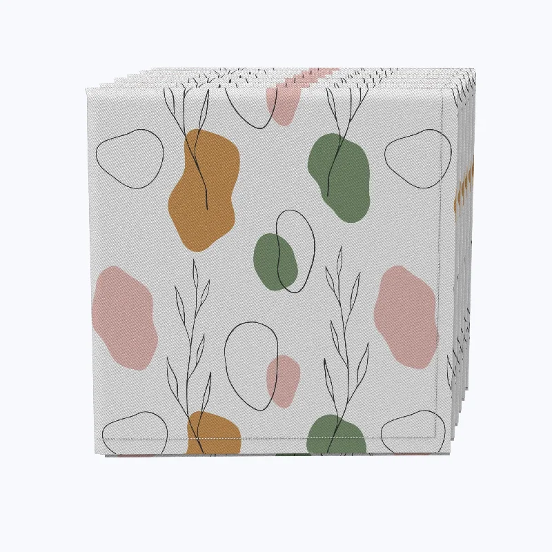 Trendy pastel dinner plates-Drawn Leaves & Dots Napkins