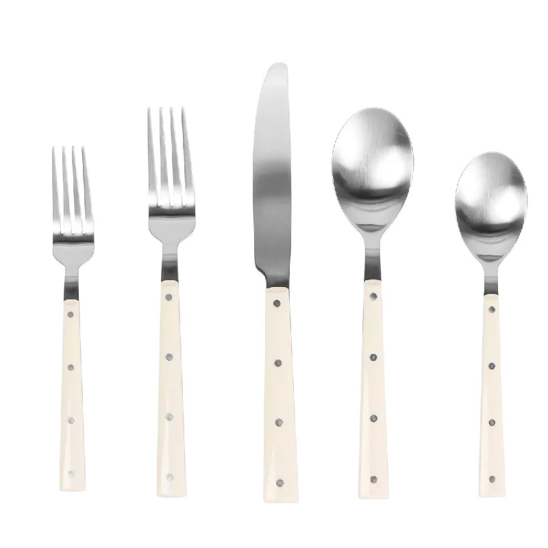 Lightweight cutlery for picnics-Soline Stainless Steel Flatware - Set of 5 Pieces