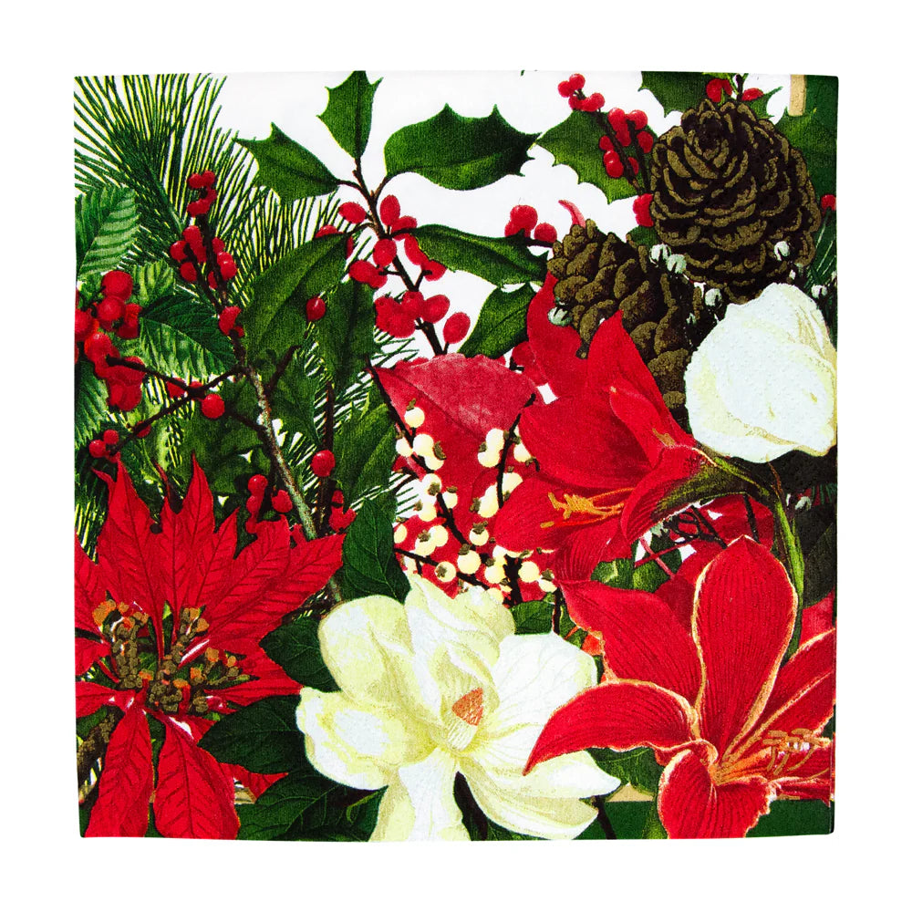 Designer porcelain plates with patterns-Caspari Luncheon Napkins: Christmas Garden