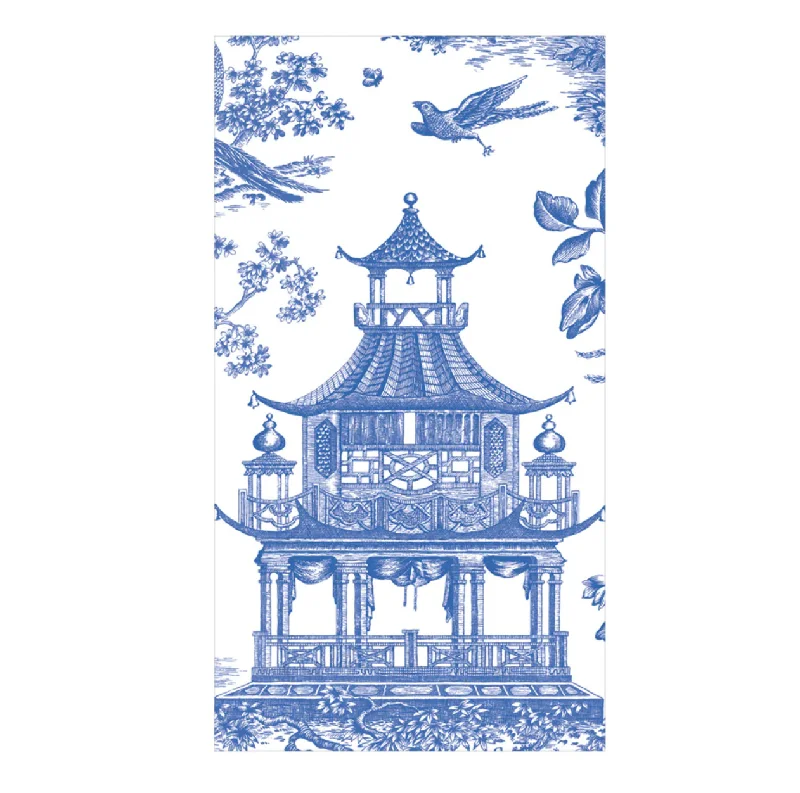 Small porcelain bowls for soup-Chinoiserie Toile Pagoda Guest Towel Napkins