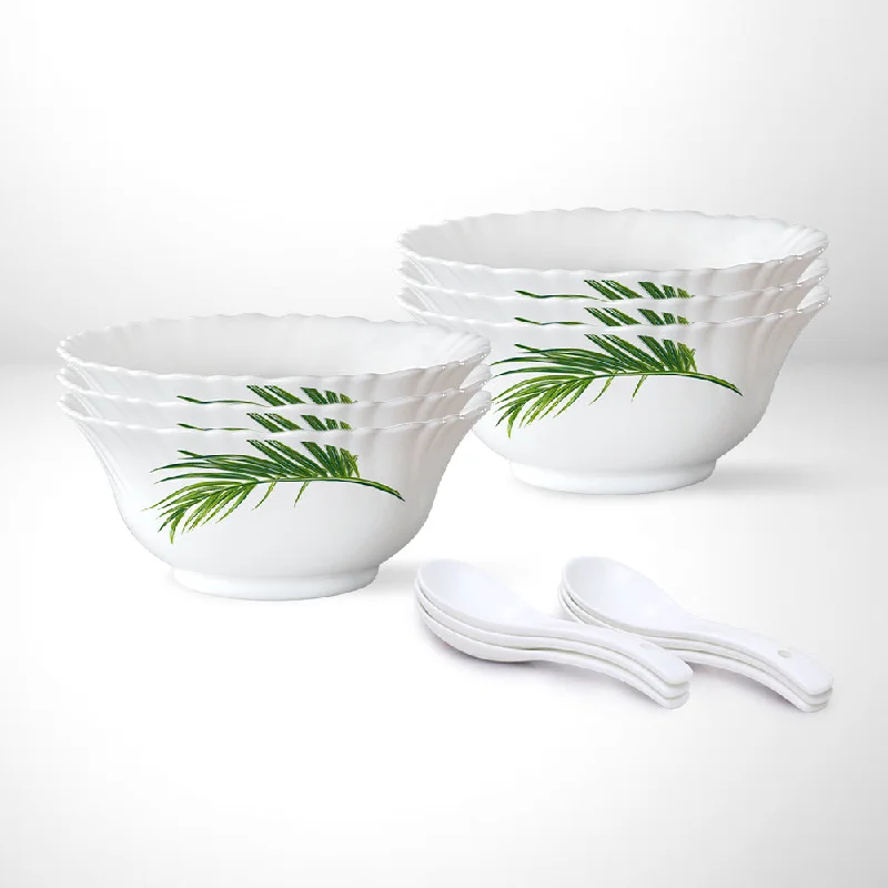 Compact glass bowls for snacks-Larah by Borosil Crescent Soup Bowl Set