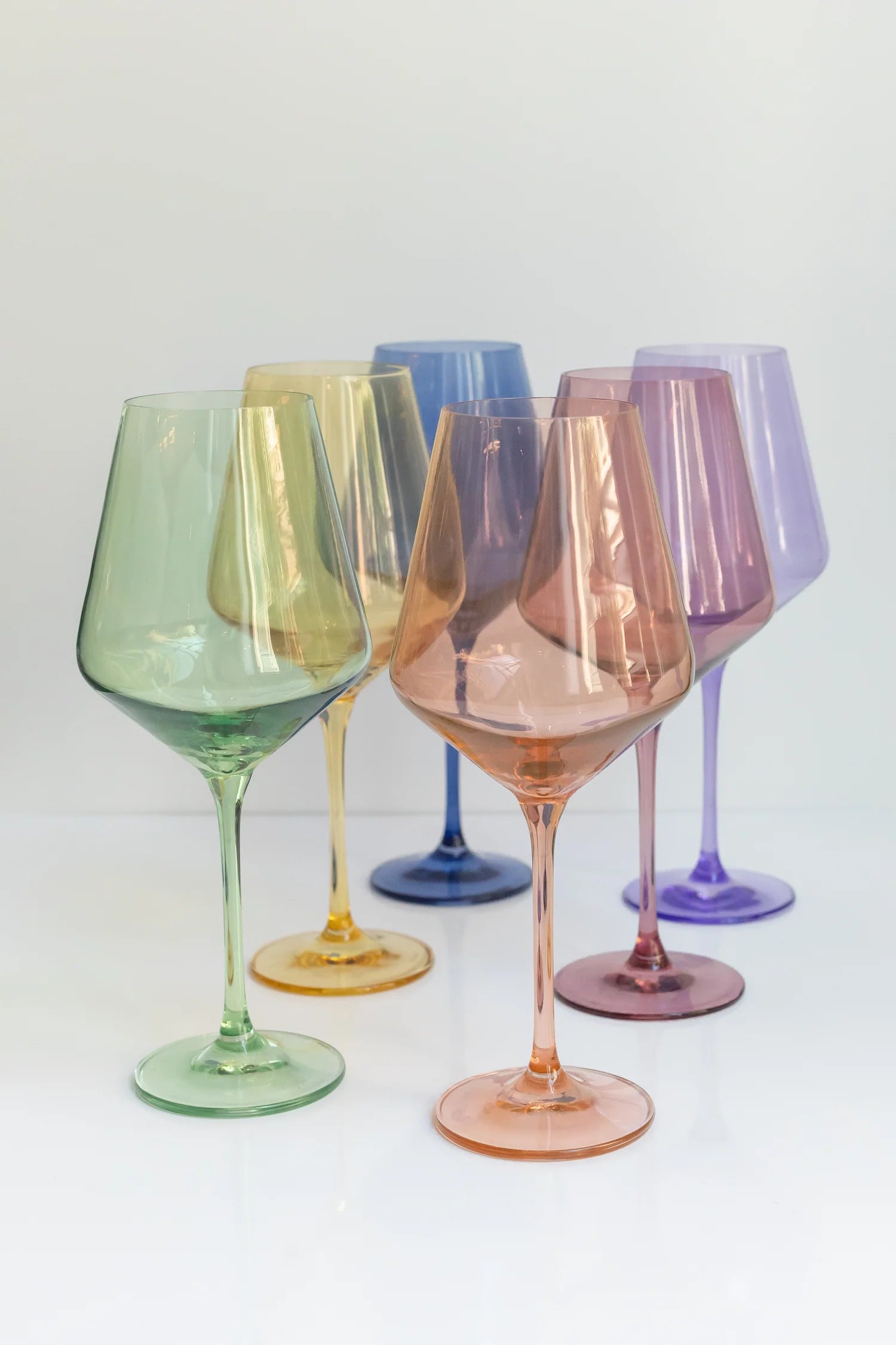 Trendy double-wall coffee mugs-Estelle Colored Wine Glasses- Pastel Mix