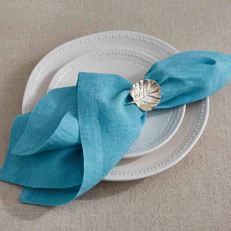 Soft plastic dishes for outdoor use-Linen Napkin - Aqua Set of 6  Park Designs