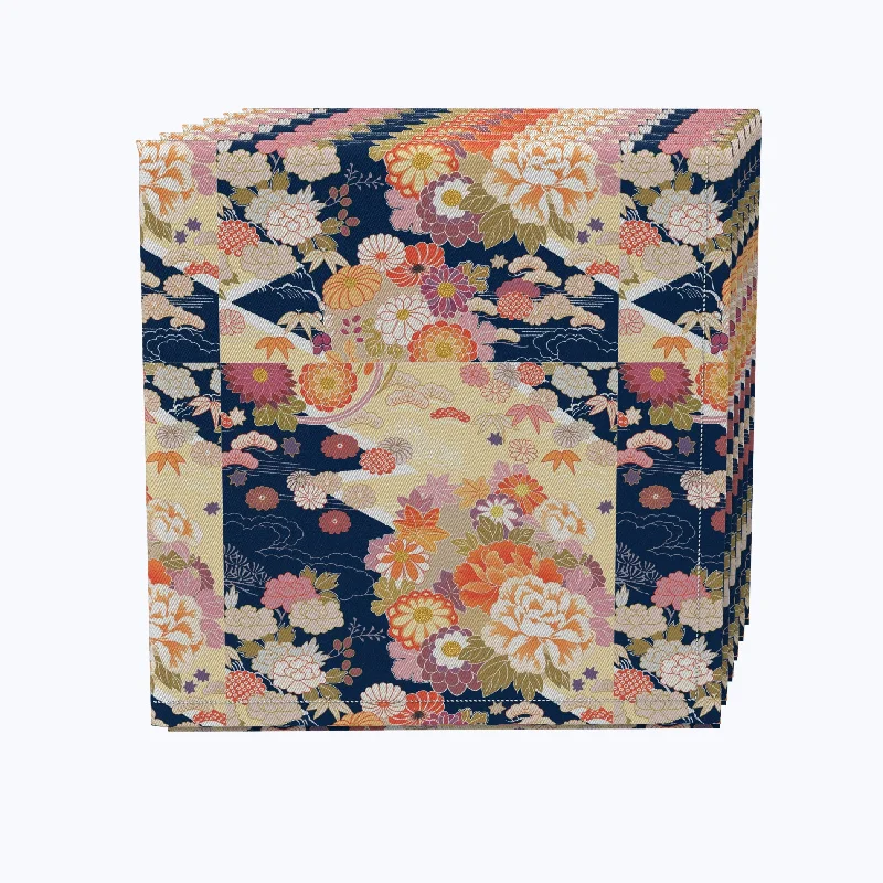 Vintage-inspired glass trays-Japanese Flower Pattern Napkins