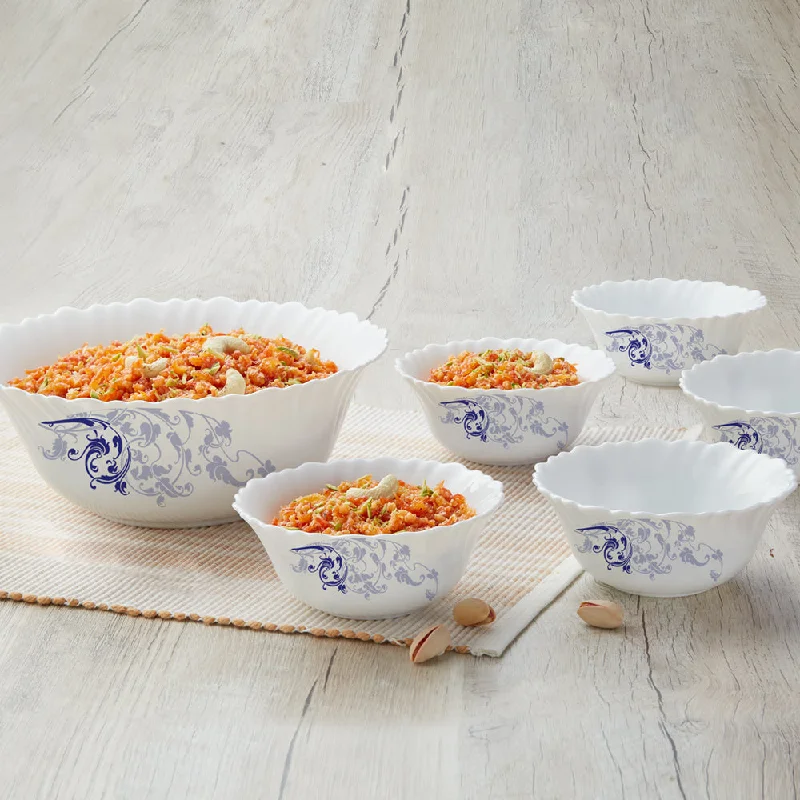 Large capacity salad bowls-Larah by Borosil Blue Eve Pudding Set