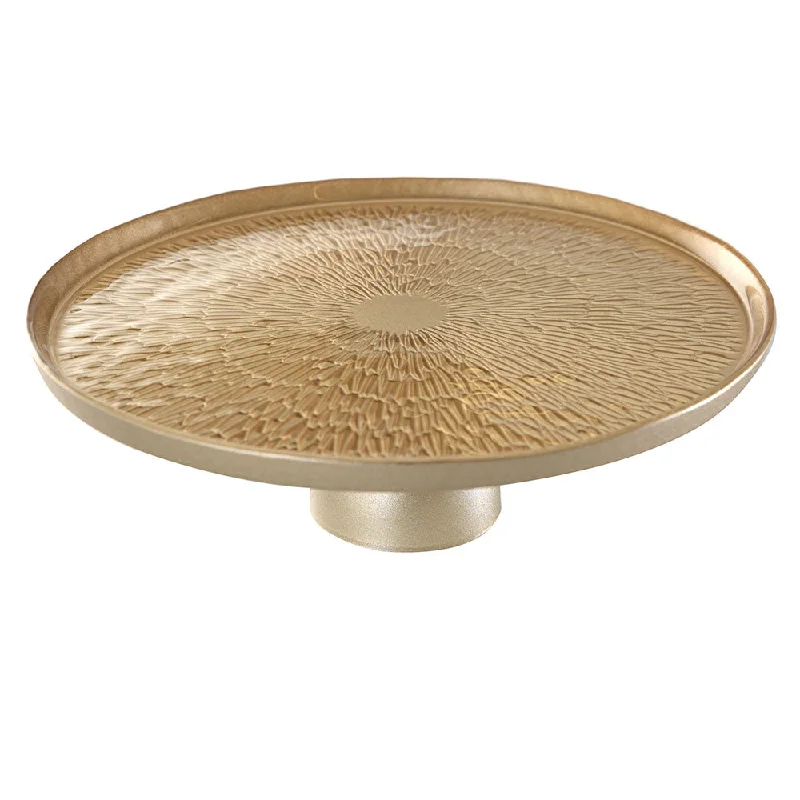 Stylish cutlery sets for modern kitchens-Footed Plate Duomo Gold 28cm