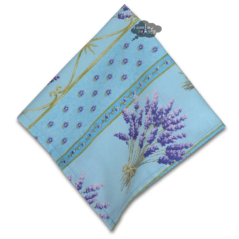 Designer glass trays with handles-Lavender Blue Full Pattern Provence Cotton Napkin by Le Cluny