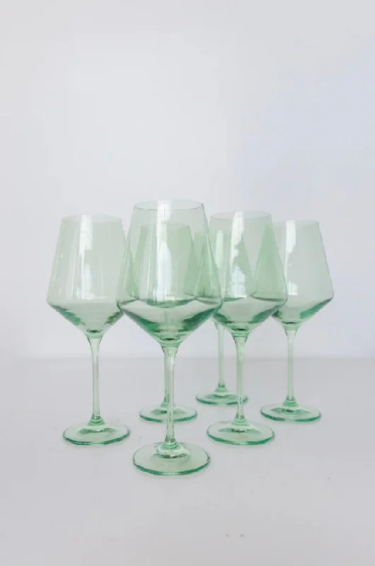 Reusable silicone cups for parties-Estelle Colored Wine Glasses- Mint Green