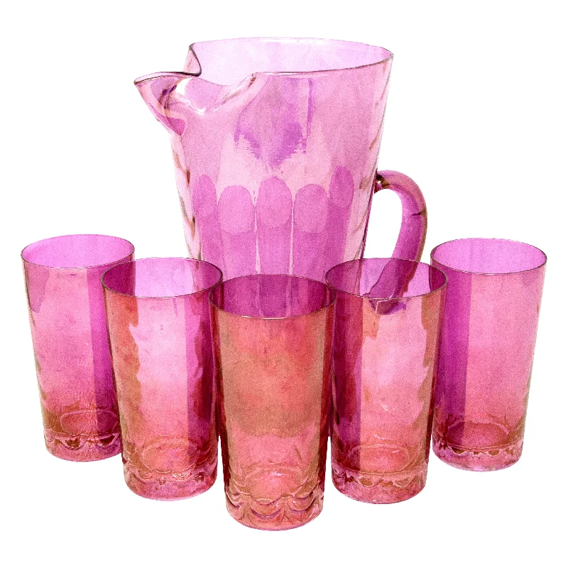 Multi-purpose stainless steel bowls-Draping Pink Iridescent Cocktail Pitcher Set