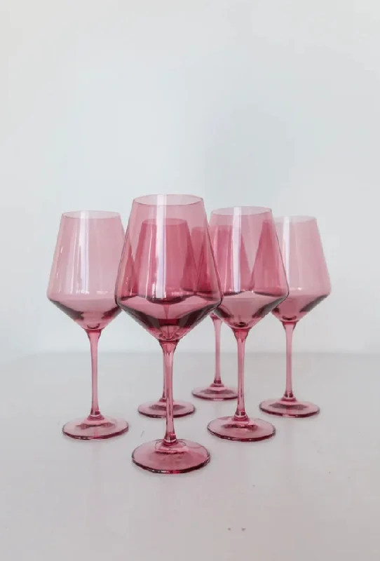 Designer porcelain cups with patterns-Estelle Colored Wine Glasses- Rose