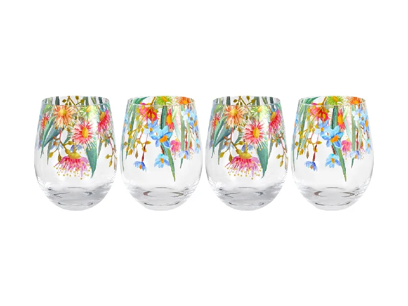 Classic white coffee cups-Maxwell & Williams Royal Botanic Gardens Eucalyptus Bloom Tumbler 500ML Set of 4 Gift Boxed