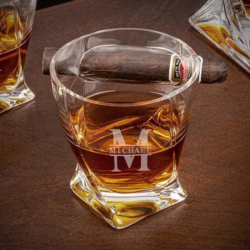 Eco-friendly bamboo cups for travel-Personalized Twist Whiskey Cigar Glass