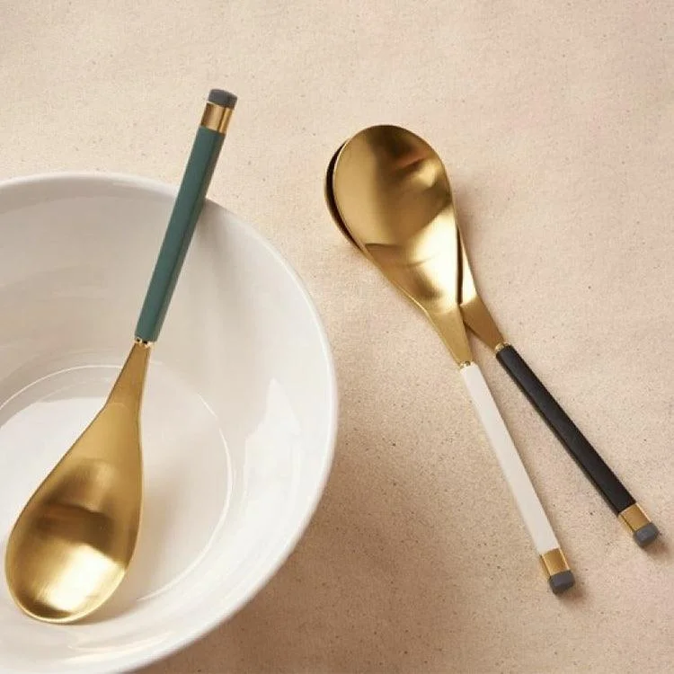 Soft-touch plastic dishes for kids-[Bogen] Kara Gold Korean Soup Spoon (1 Soup Spoon)