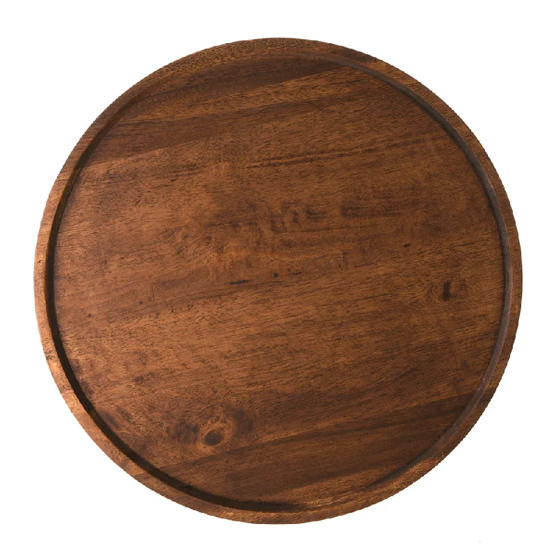 Elegant glass bowls for desserts-Acacia Wood Tray Round 48cm Dark Brown